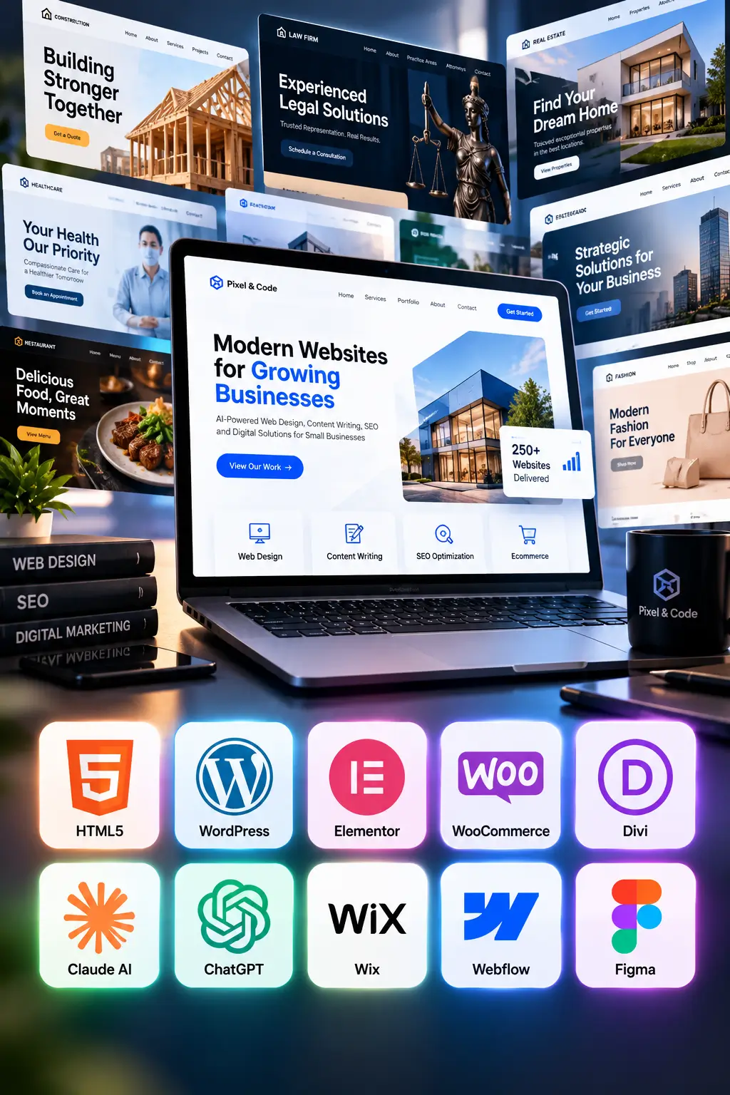 Designer working on a modern website layout