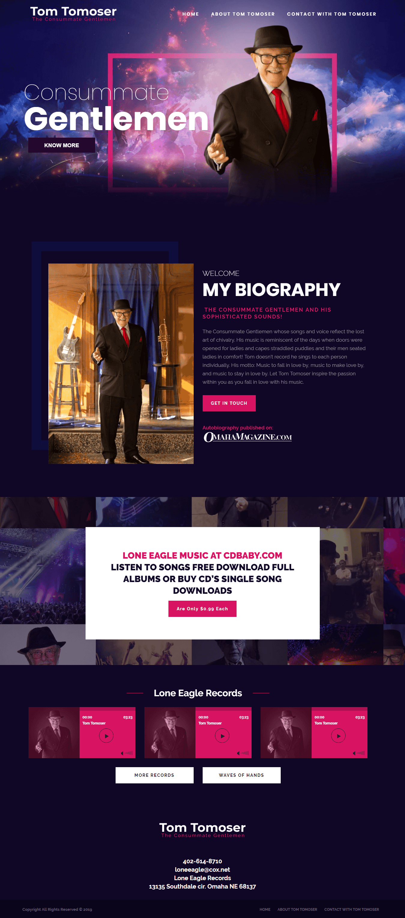 Personal Web Design for Singer